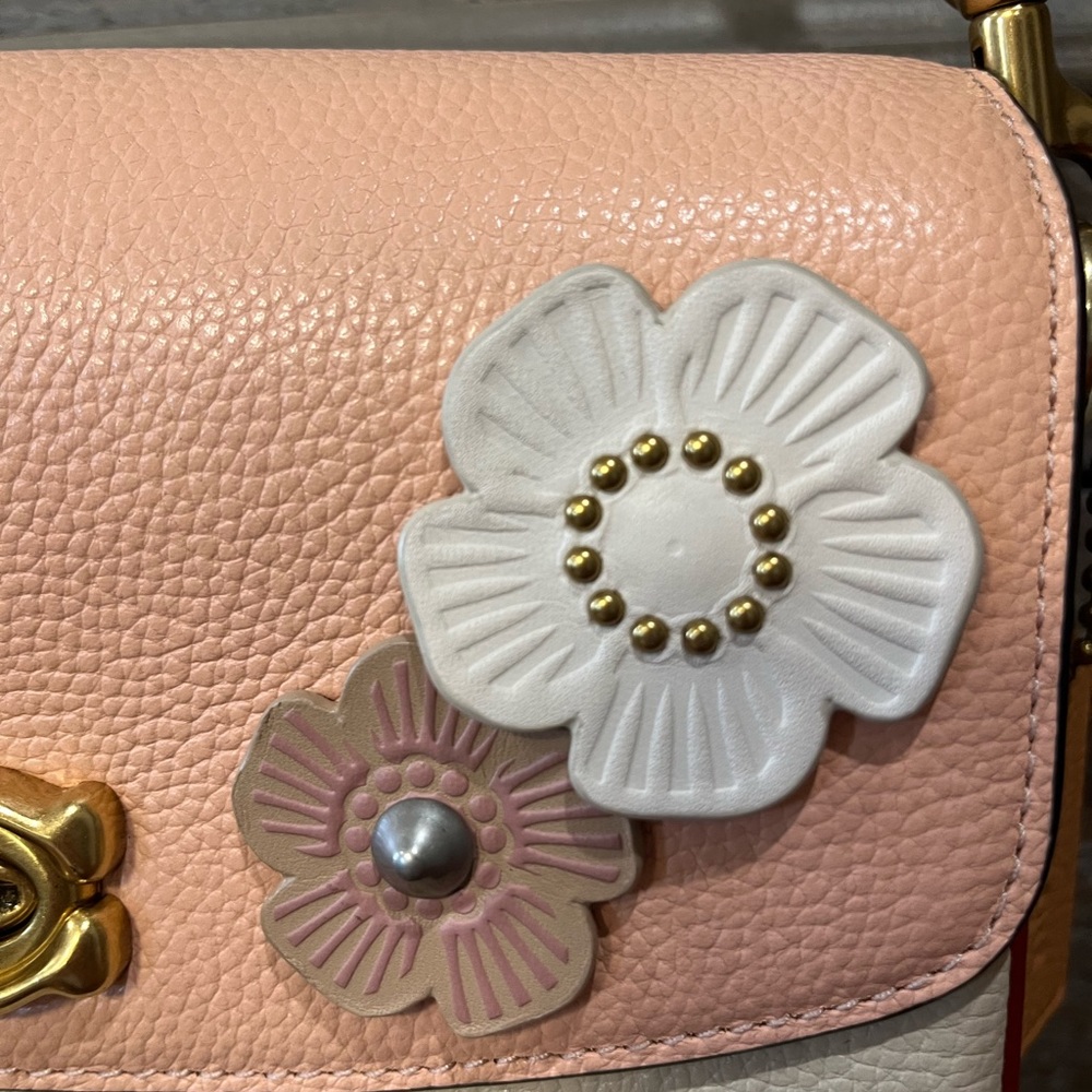 Like New custom coach bag with flowers crossbody